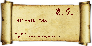 Mácsik Ida névjegykártya