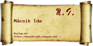 Mácsik Ida névjegykártya